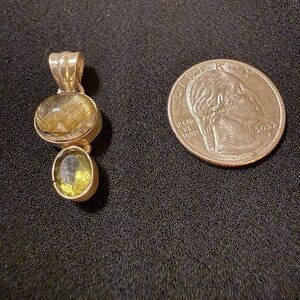 Elegant Sterling Silver Brown and Yellow-green Gemstone Pendant